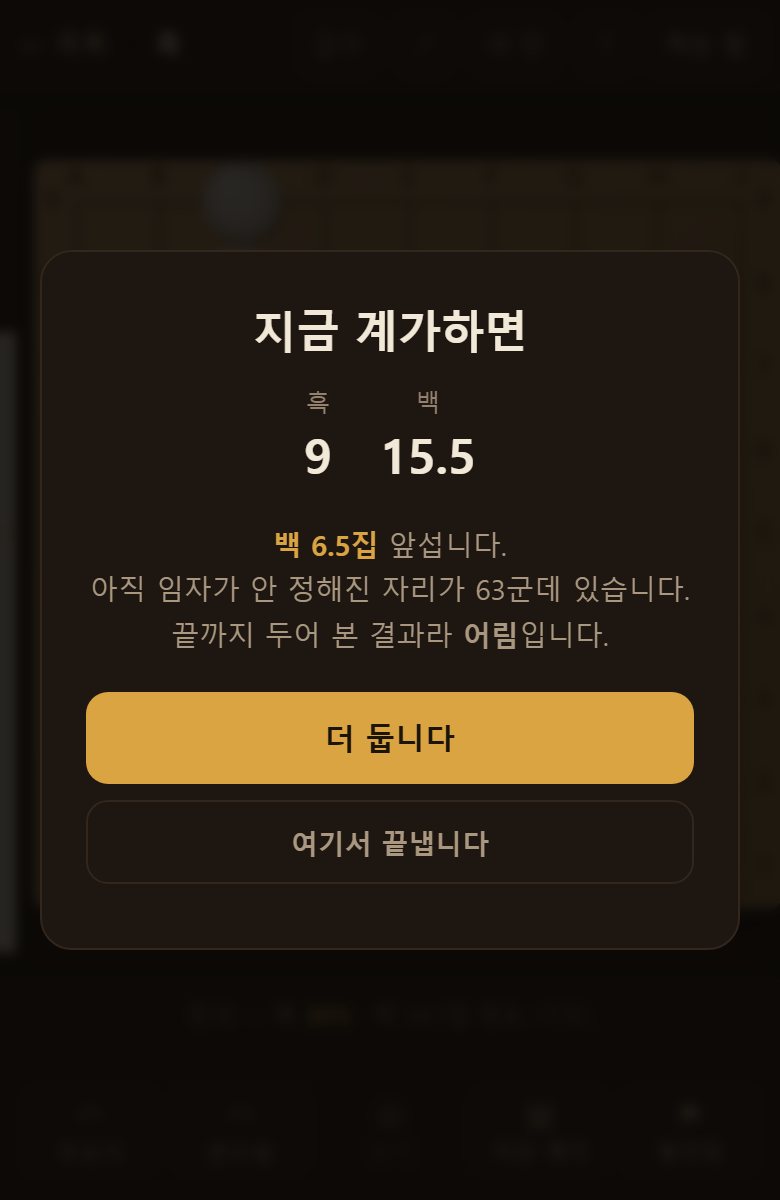 검은 돌은 뭉쳐 있기만 하고 집이 없습니다. 흰 돌은 왼쪽을 통째로 둘렀습니다.