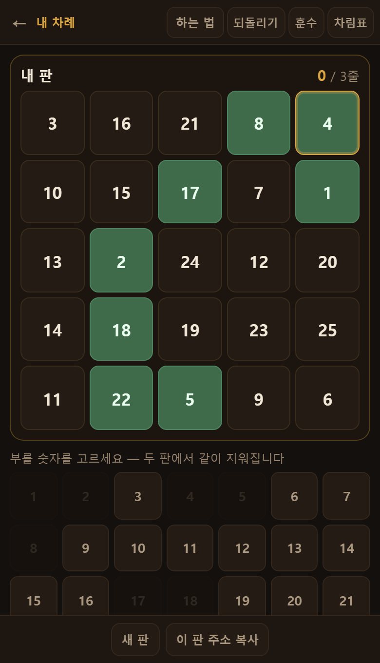 상대 줄도 한 칸 남았습니다. 이럴 때는 내 줄보다 막는 것이 급합니다.
