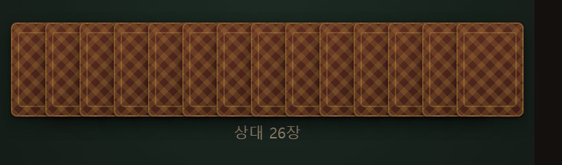 상대 패는 뒷면만 보입니다. 몇 장인지만 알 수 있습니다.