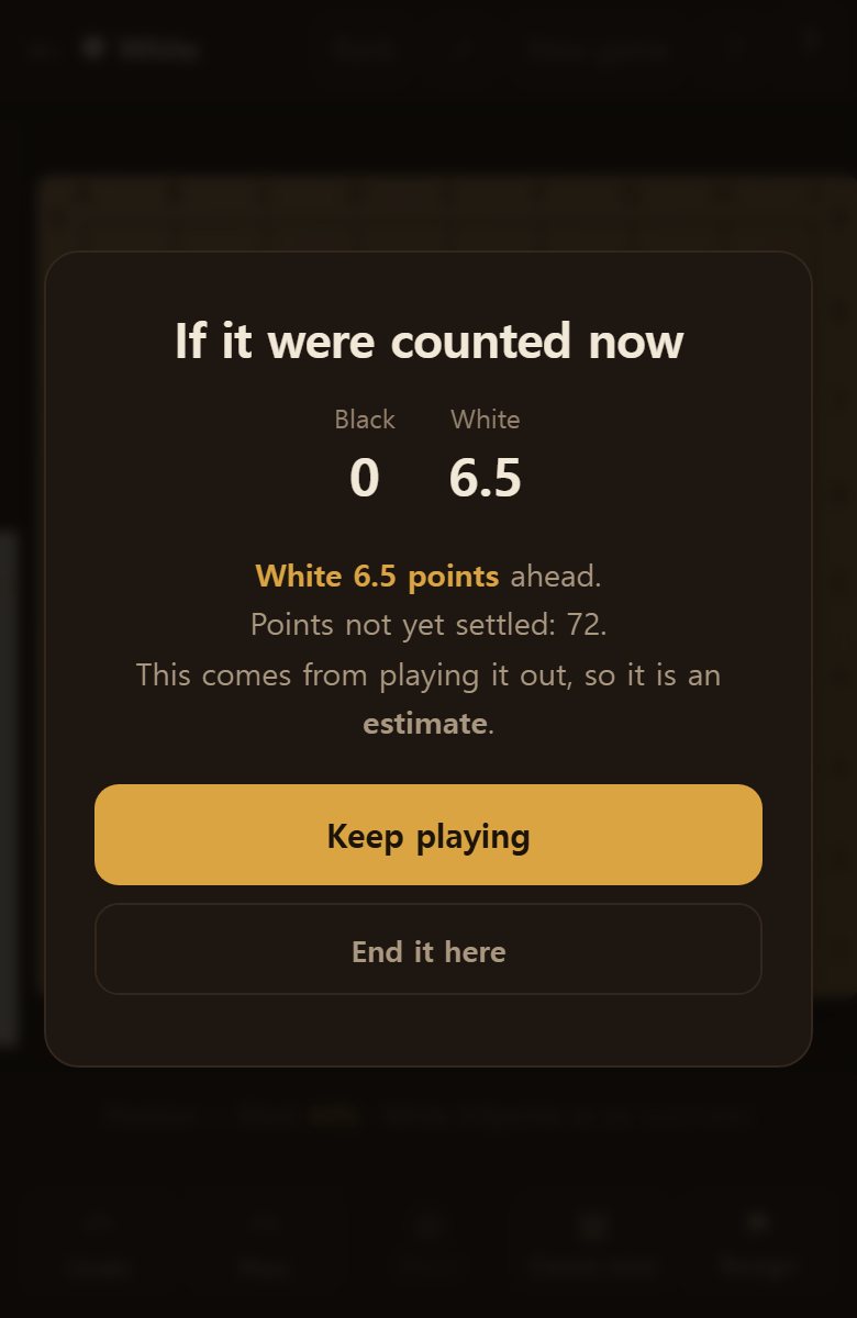 Count now tallies the territory as it stands. You can look part way through a game.