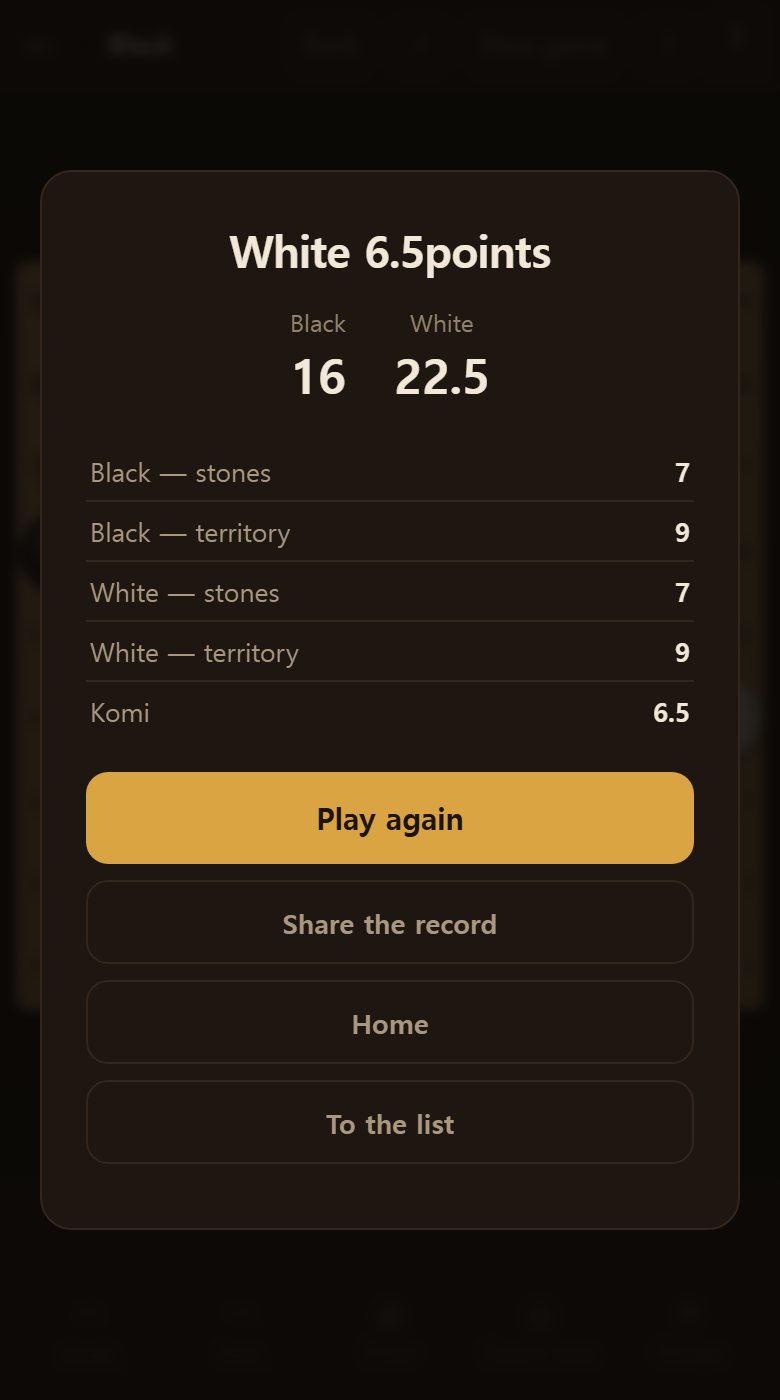 After two passes, territory and captures are counted and the margin is given.