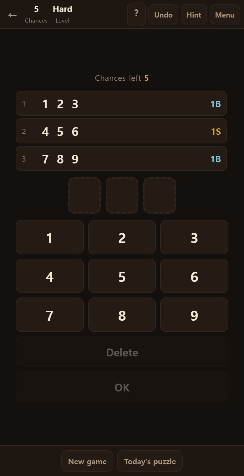 The chances left show at the top. Hard gives you only eight.
