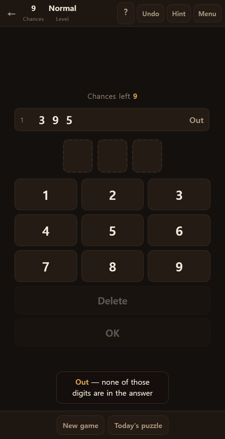 None at all is an out, and you can rule those digits out together.