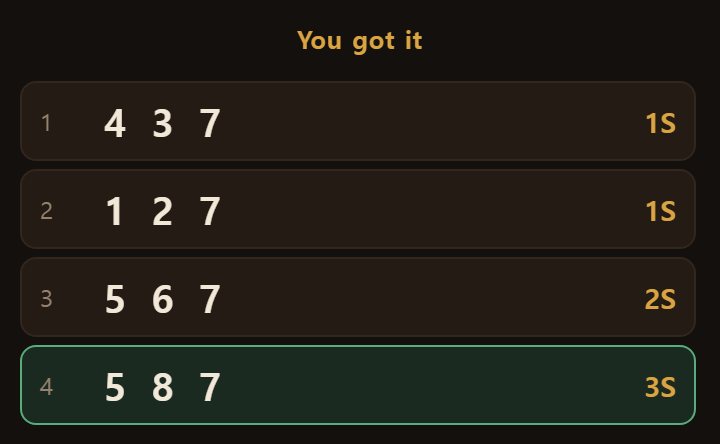 Following the hint alone, three digits fall in six or seven calls.
