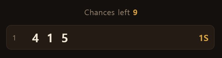 With the answer 4 7 2, calling 4 1 5 gives one strike — the 4 is in its place.