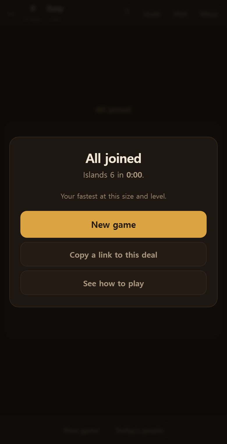 Solve it and a copy-link button appears. The other end checks again that the answer is unique.