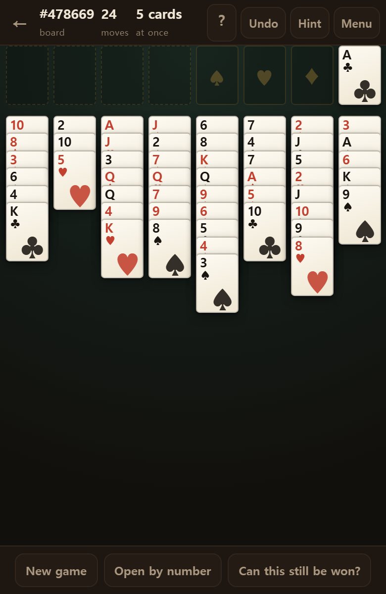 In a column, a card goes on one rank higher of the other colour — red on black, black on red.