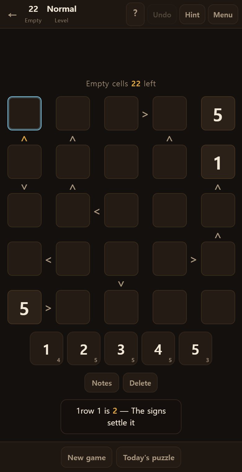 Hint gives one square to fill, and why that number belongs there.