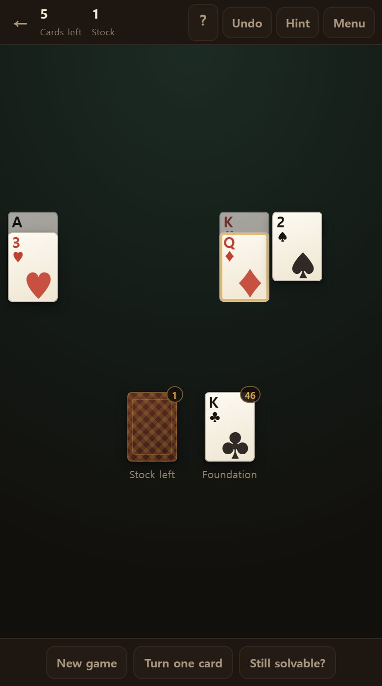 Nearly cleared. With few cards left, the next few moves are plain to see.