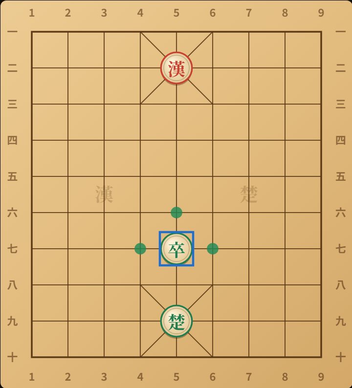 A Soldier is picked: one square forward or sideways, and never backwards.