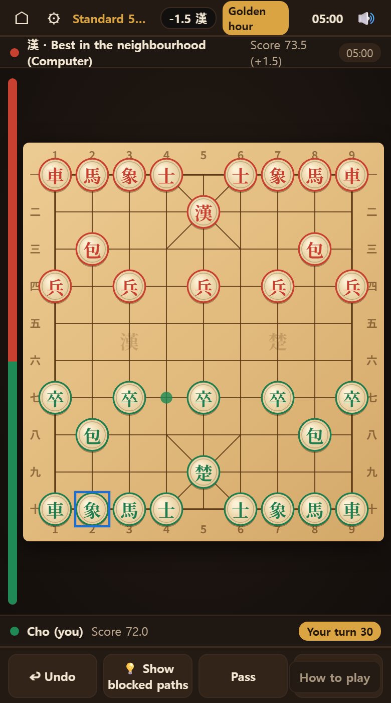 An Elephant is picked and only one square is open. The other paths are blocked along the way.