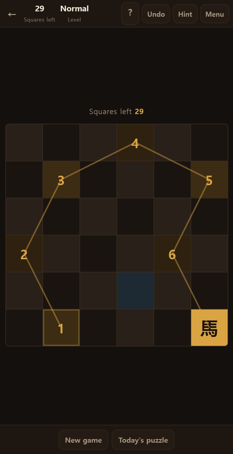 The 馬 on the gold square is the knight. The blue squares are where it can jump now.