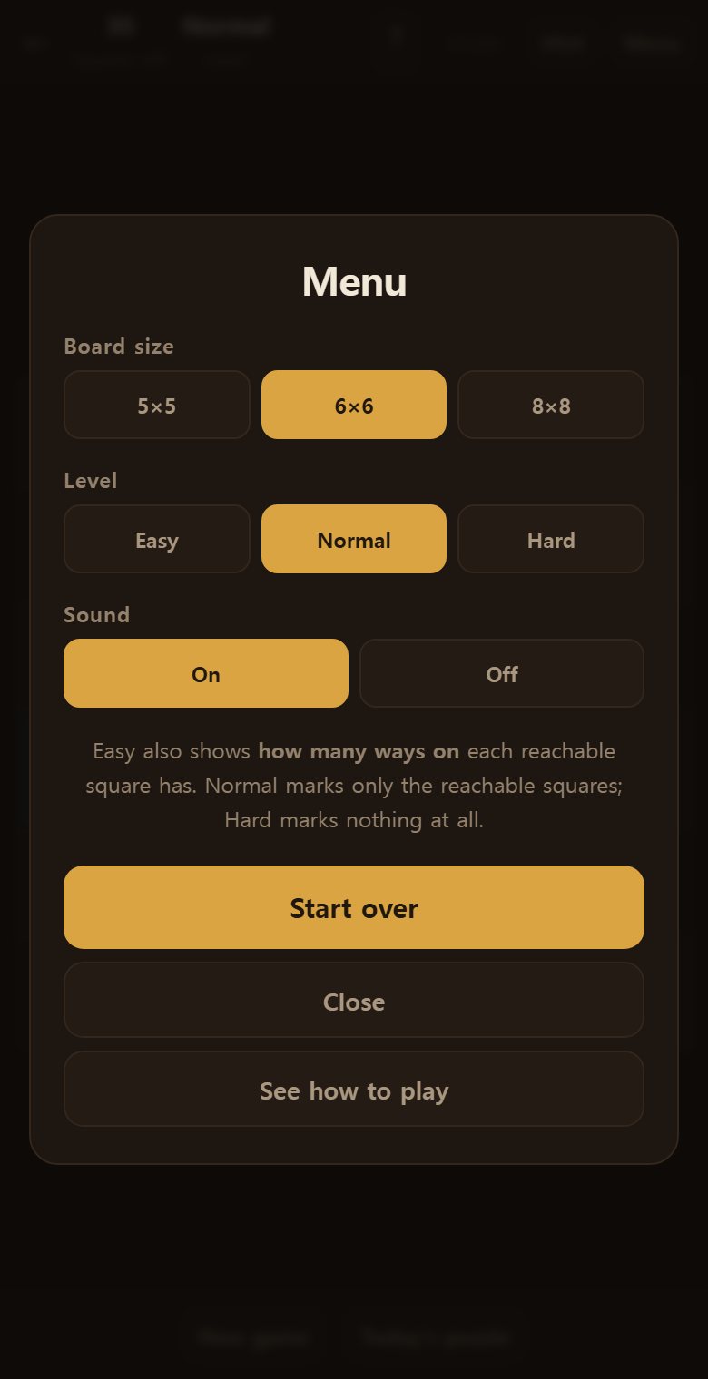 The menu sets the board size and the difficulty — difficulty being how much help you get.