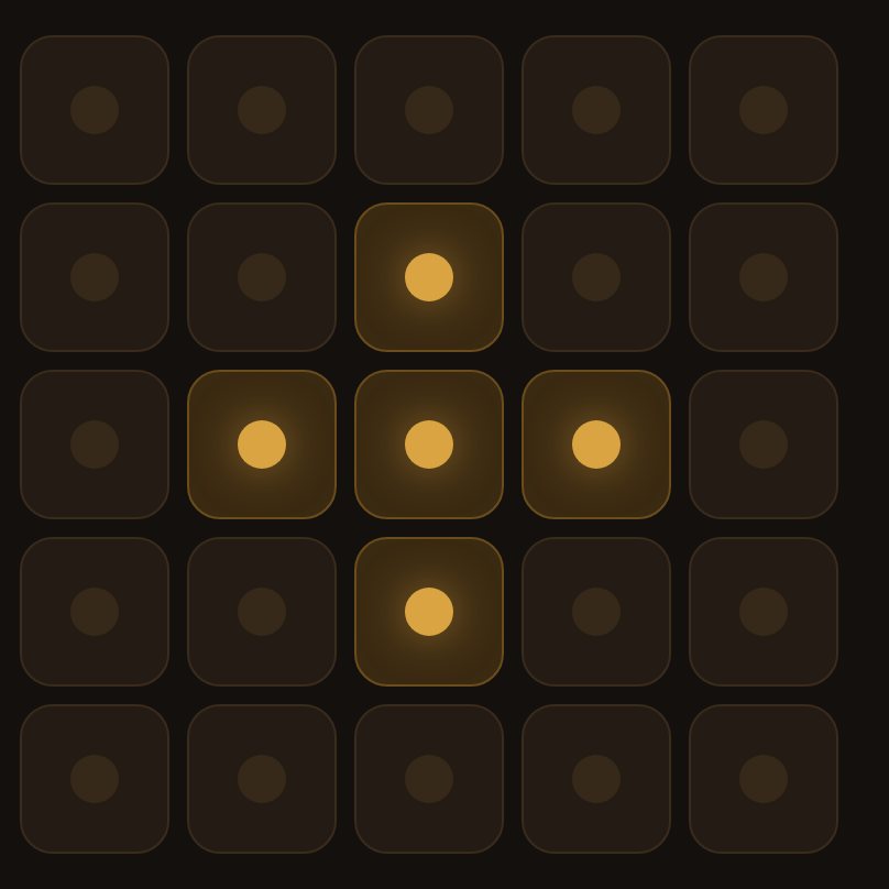 Tap the centre and five squares flip together — that one and the four around it.