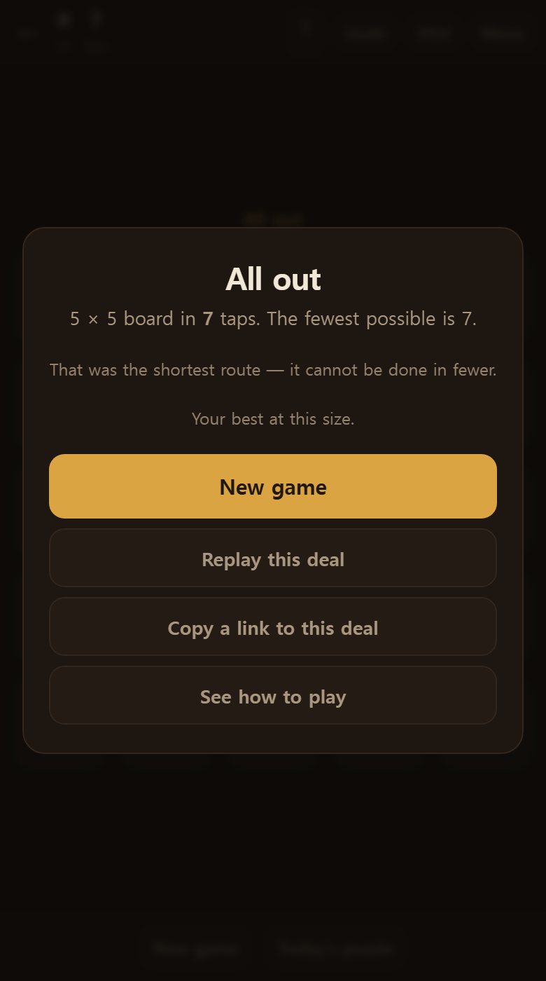 Clear it and you get replay and copy-link buttons, so you can send the same board on.