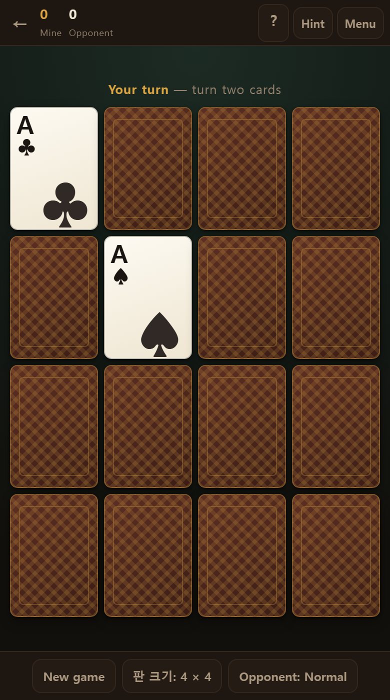 Two turned cards make a pair when the rank and the colour both match. Same rank, different colour is not a pair.