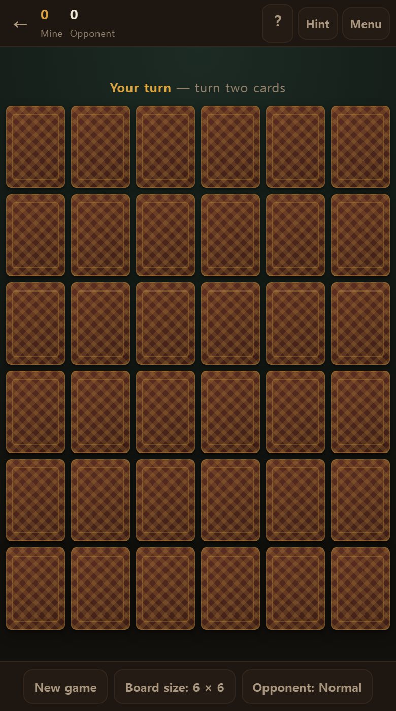 You can set the board size. Smaller means less to remember.