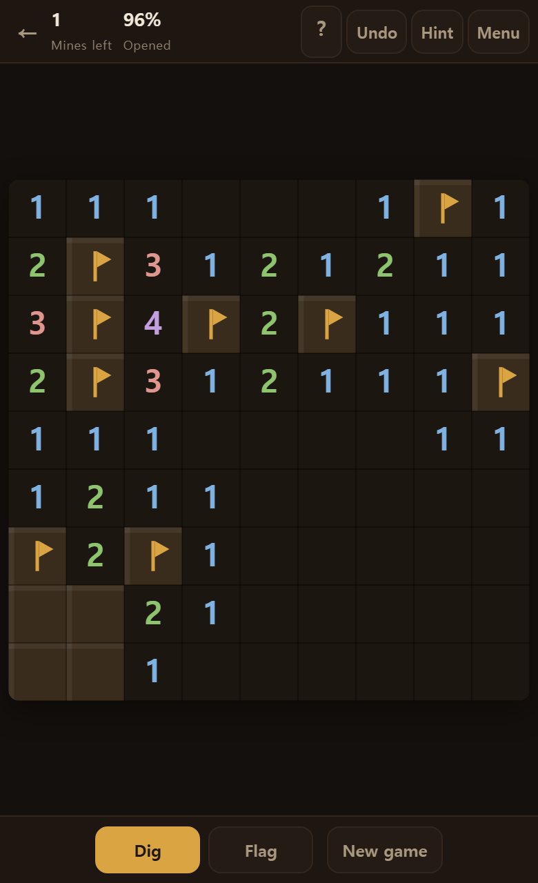 Once a number has its full complement of flags, tap it to clear everything around it at once.
