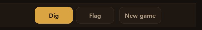 The button below switches between dig and flag. Whichever is on shows in gold.
