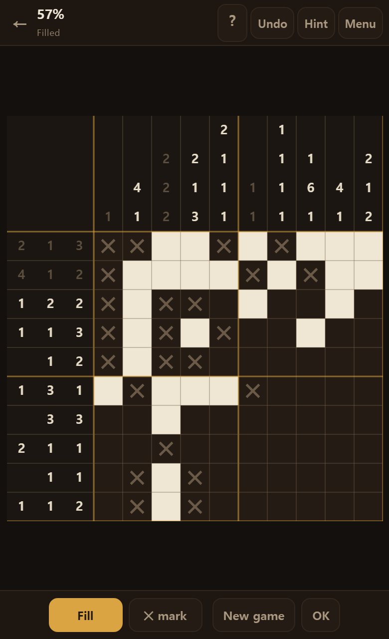 About half solved. The ✕ marks are your own notes saying “not here”.
