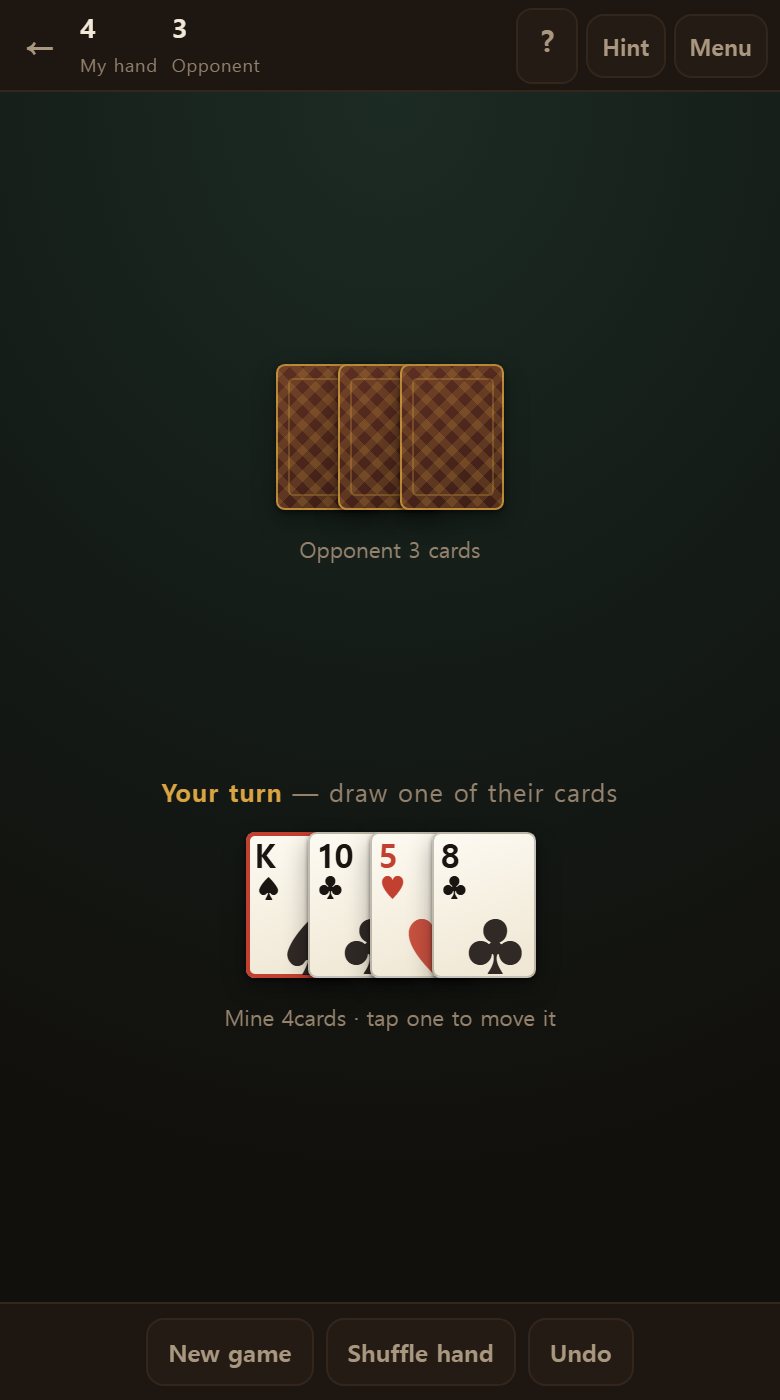 Down to a few cards each. From here, which position you draw from decides the game.