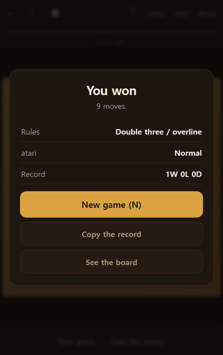 When the game ends you are left with how many moves it took and which rules were in force.