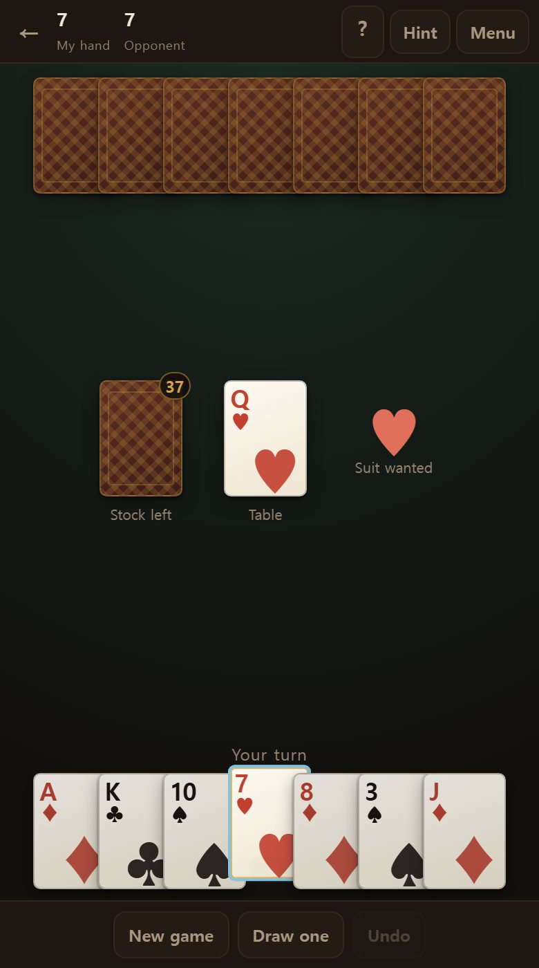 Hint points at a card worth playing right now.