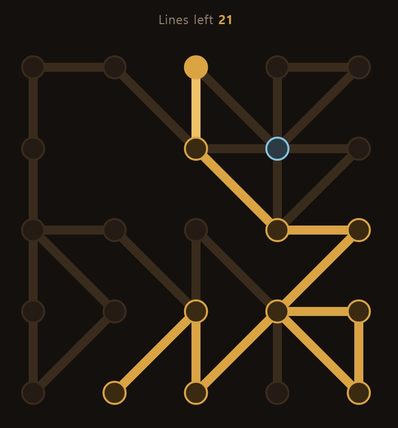 A line you have traced stays gold. You cannot come back along it.