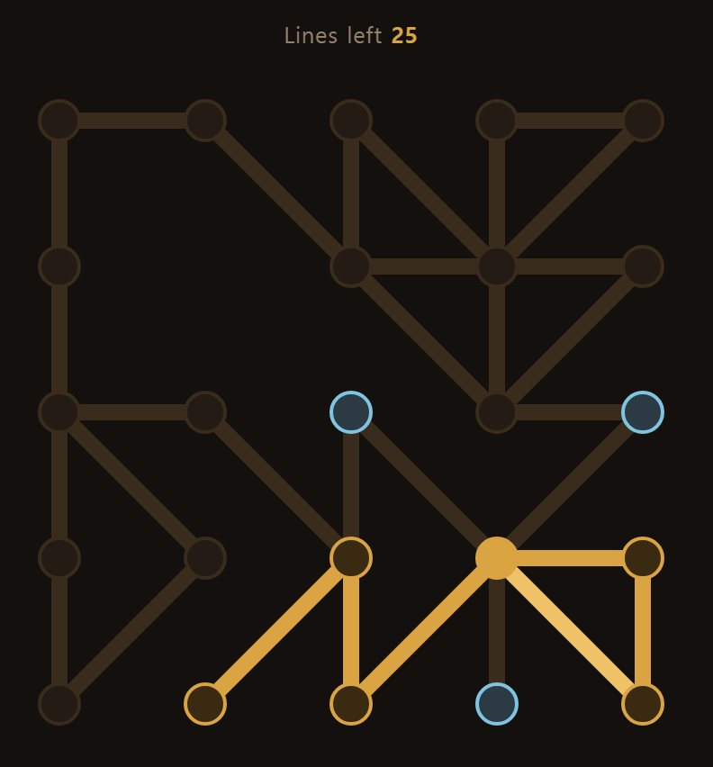 Passing through the same dot a second time. Dots may be visited as often as you like.