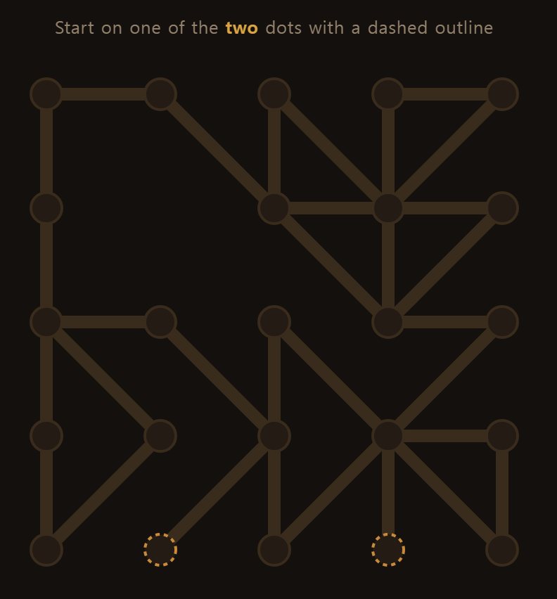 A figure with no odd dots at all. Start anywhere and you come back to where you began.