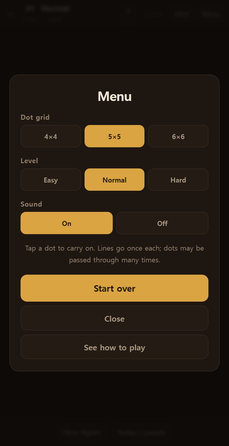 The menu sets the dot size and the difficulty.