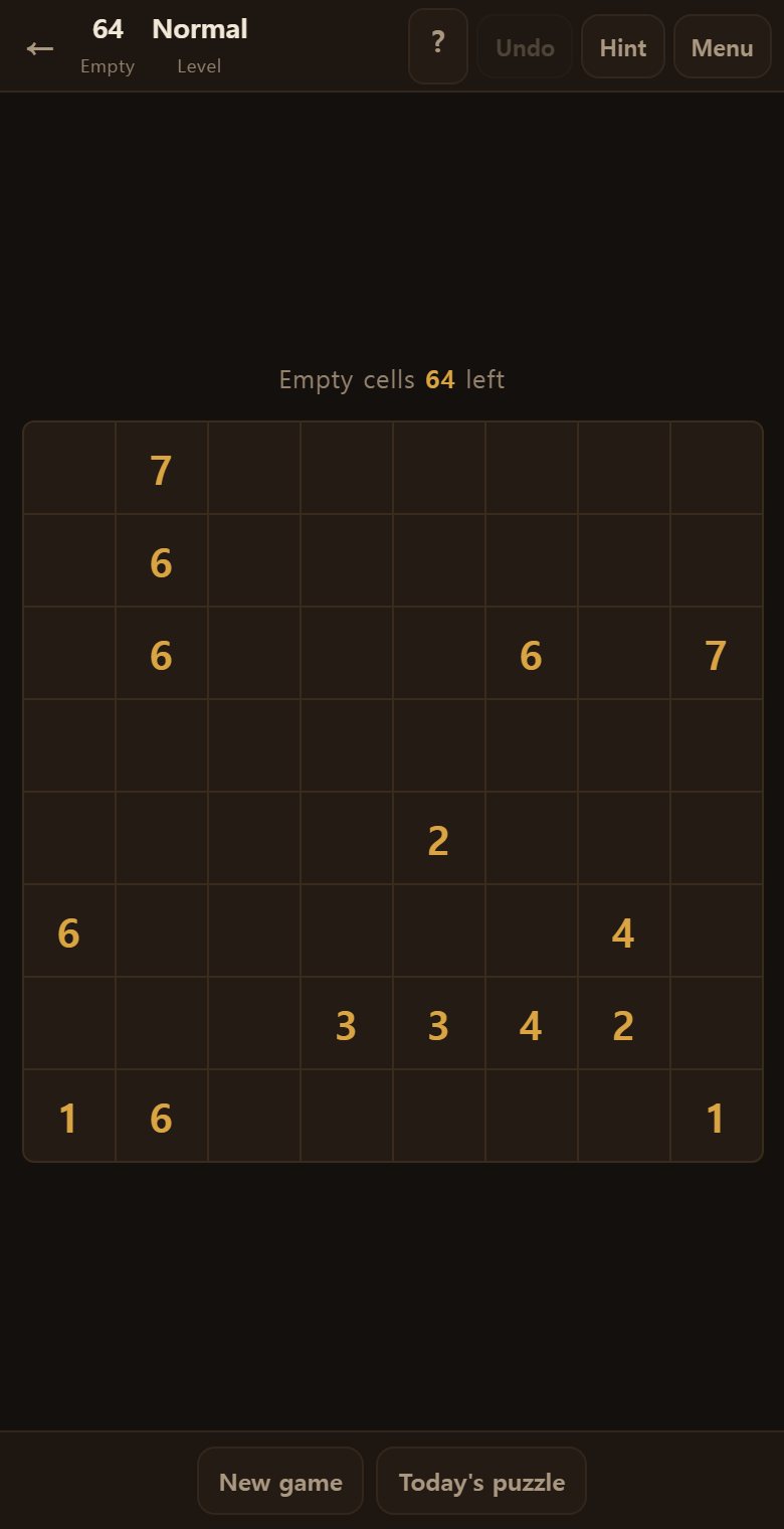 The board sits in the middle. A gold number says how many squares its rectangle holds.