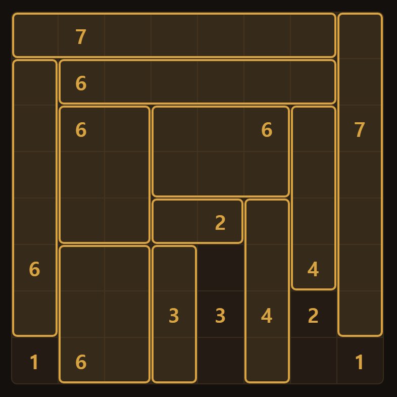 Rectangles may not overlap, and every square has to belong to one of them.