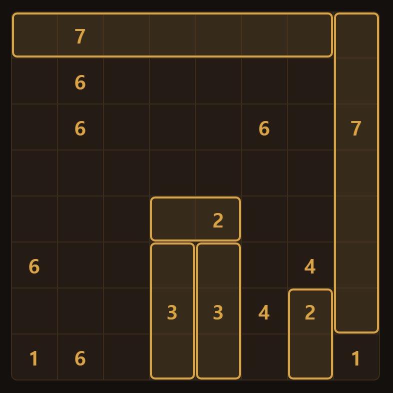 A prime — 2, 3, 5, 7 — can only be a single strip. With few options, it settles quickly.