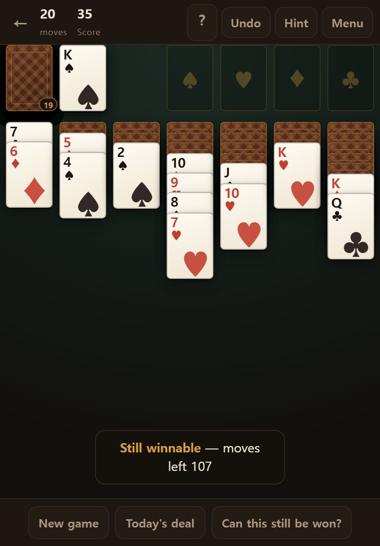 “Can I still win?” works out whether a path to the end still exists from here, and tells you.