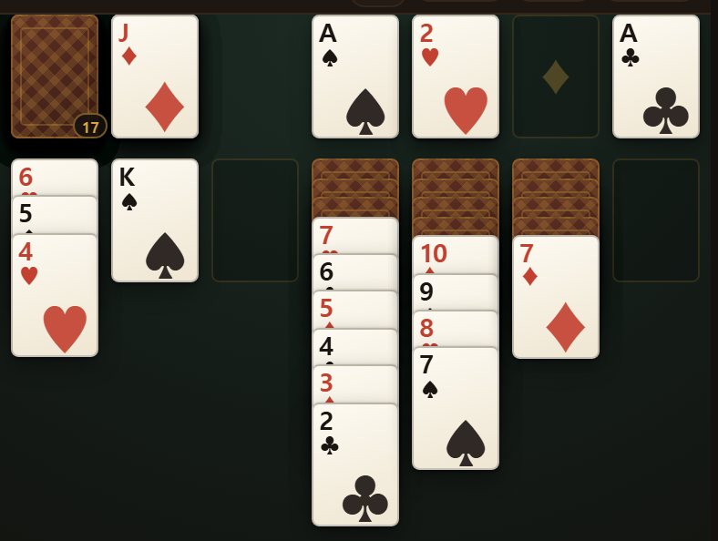 Only a K can go into an empty column. An empty column is worth a great deal — if you have a K for it.