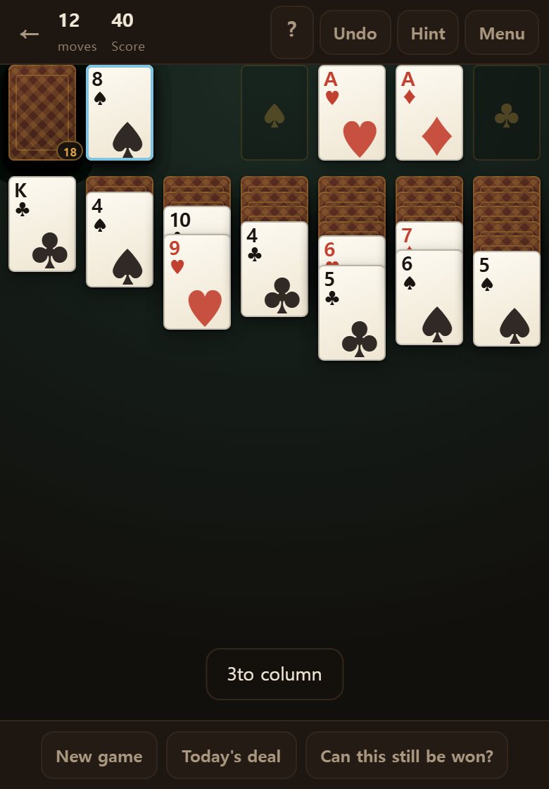 Hint points at one move worth making. Ask as often as you like — there is no penalty.