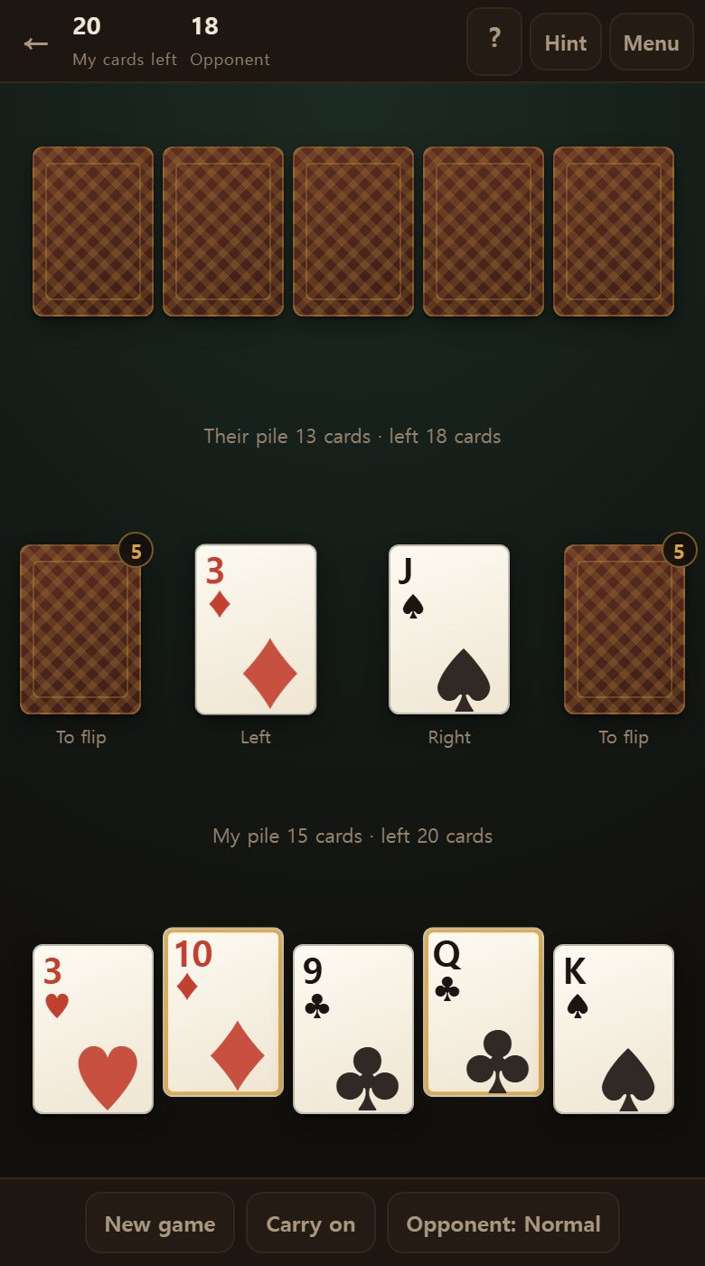 Hint points at a card you can play right now.