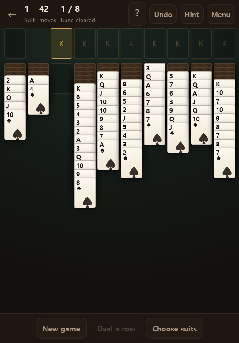 An empty column. Any card may go there — but while one is empty you cannot deal from the stock.
