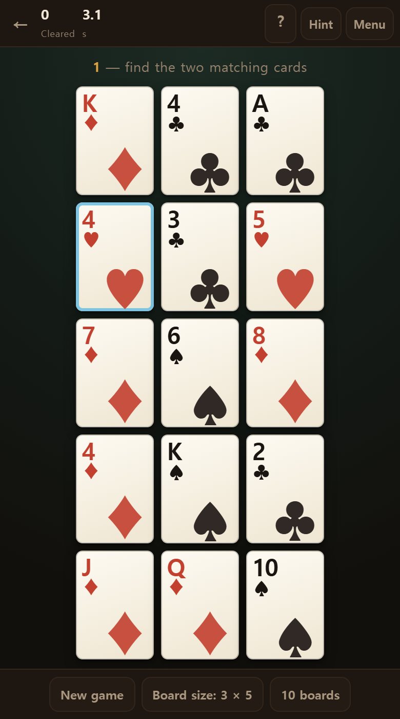 Find the pair and that board ends, with the next dealt straight away.