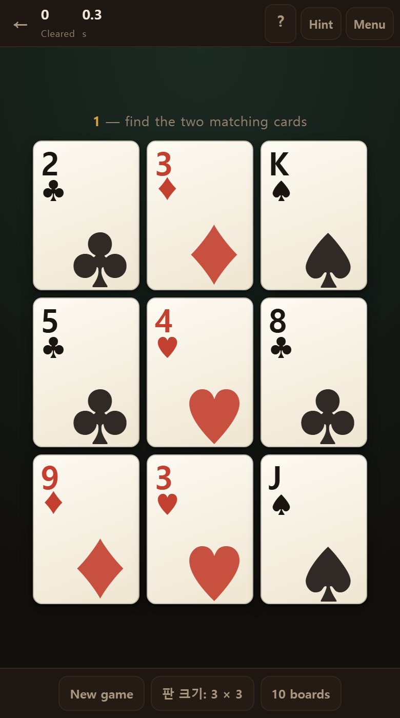 The board can be 3x3, 3x5 or 3x7. Below that you set how many boards to time.