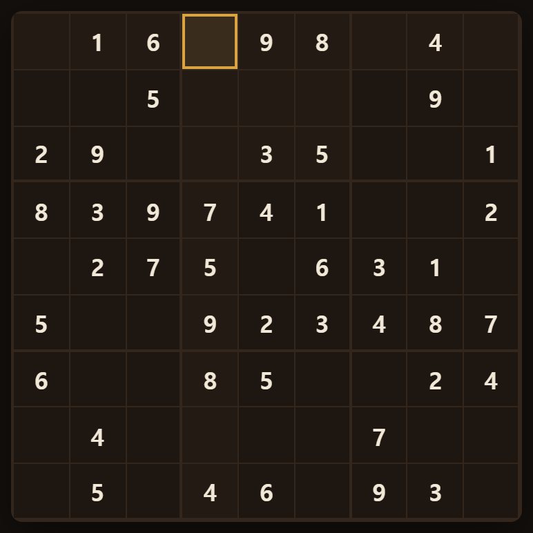 Scan the row, the column and the box, strike out what is already there, and squares with only one number left appear.