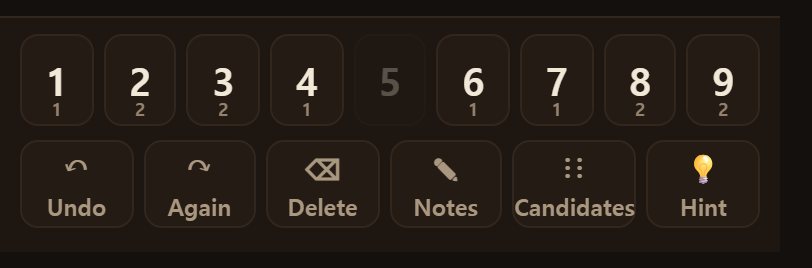 The keypad shows what is left of each number. Sweeping the whole board with the scarce ones is fastest.