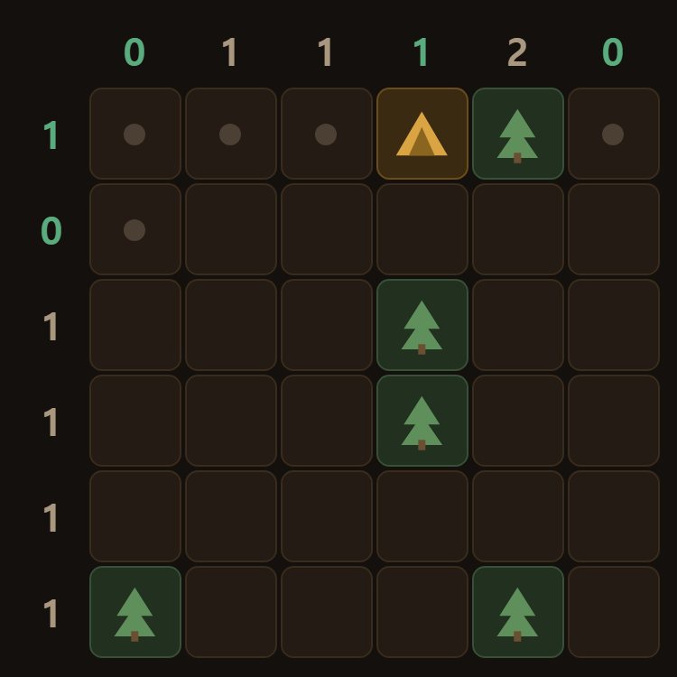 One tap for a tent, two for grass (a small dot), three to clear the square.