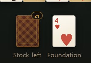 The stock is on the left, the pile on the right. Turning a card breaks the chain back to 0.