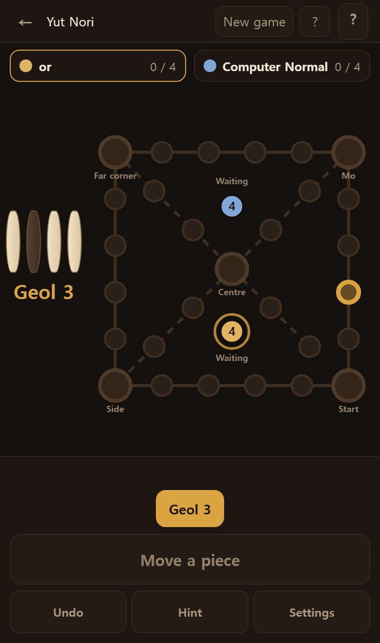 Just after a throw. The result shows below, and the squares you can reach glow faintly.