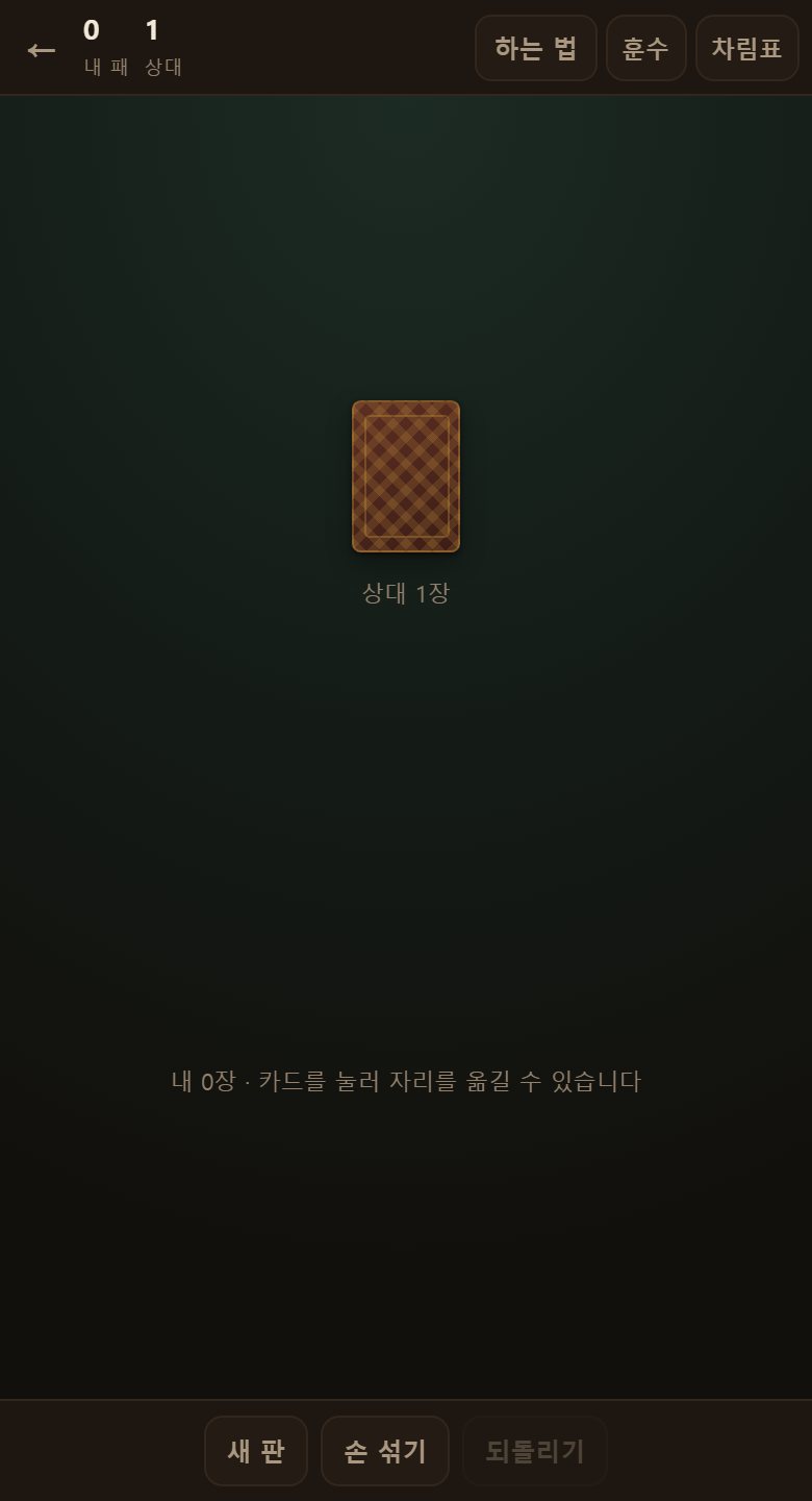 한 사람의 손이 비면 끝납니다. 남은 한 장은 반드시 도둑입니다.