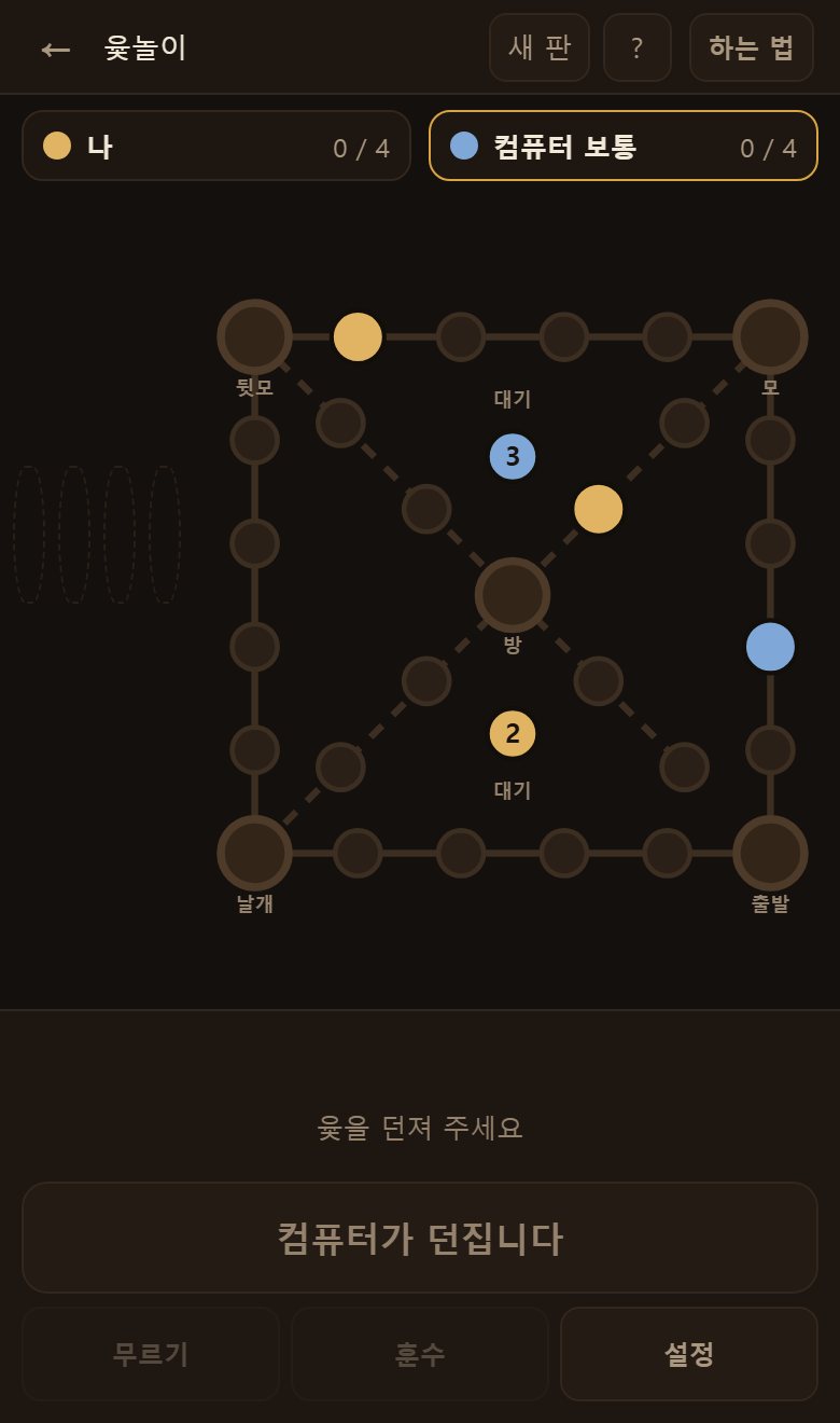 아직 안 나간 말은 가운데 대기 자리에 숫자로 모여 있습니다.